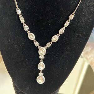 Givenchy Elegant Silver Necklace with Crystal Accents
